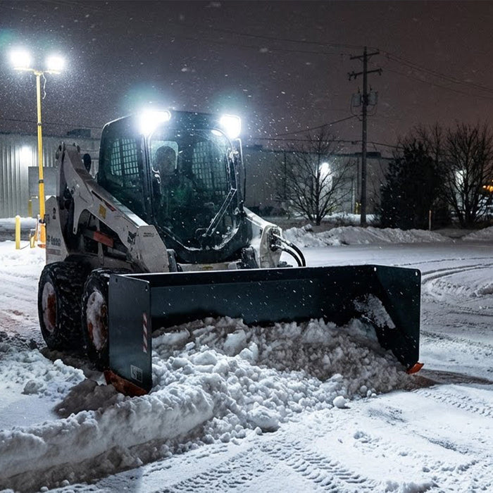 7’ Skid Steer Snow Pusher w/Steel Cutting Edge, Pivoting Wear Shoes, Side Braces, 40-70 HP, TMG-SP07