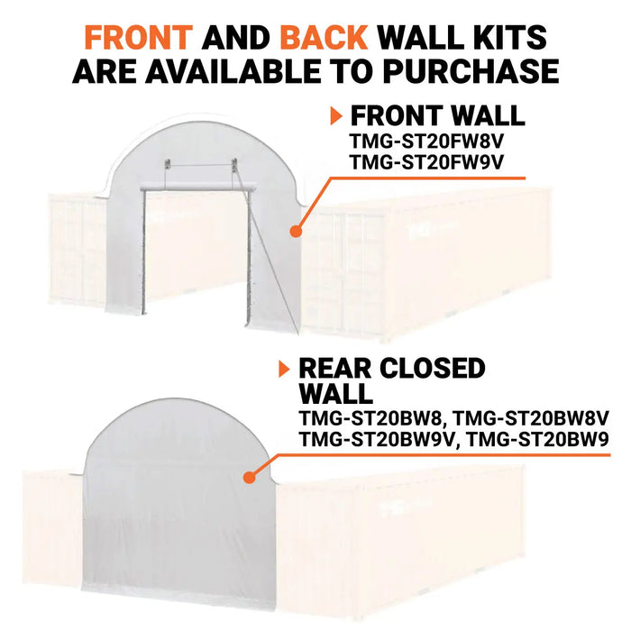 20' x 20' PE Fabric Container Shelter, Fire Retardant, Water Resistant, UV Protected, TMG-ST2021CE(Previously ST2020C) - TMG Industrial