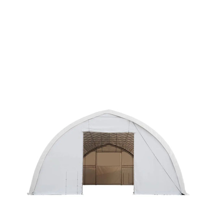 TMG-ST4081V 40' x 80' Peak Ceiling Storage Shelter, Single Truss, 17oz Commercial Grade PVC Cover, 13' Wx 16' H Wide Open Door on Two End Walls (Discontinued)