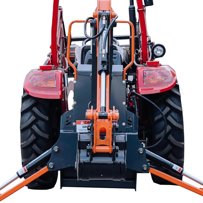 TMG Industrial 6-FT 3-Point Hitch Swing Backhoe Attachment, 12” Bucket Included, 20-65 HP Tractor, 97” High Reach, Category 1 & 2 Hookups, TMG-TBH72