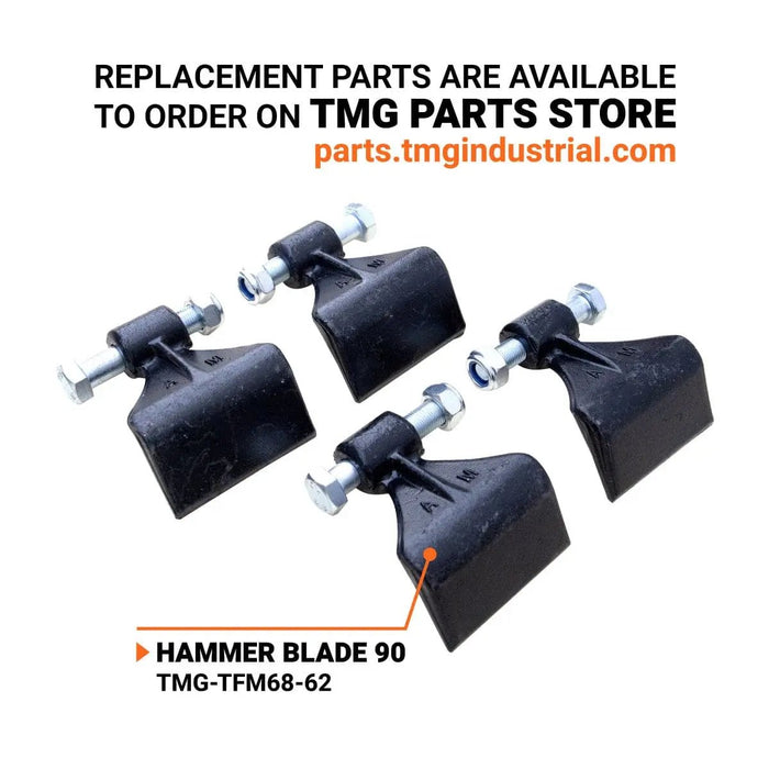 TMG Industrial 68” Flail Mower, 3-Point Hitch, 30-60 HP Tractor, PTO Drive Shaft, TMG-TFM68