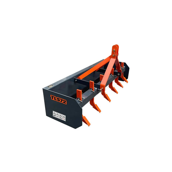 72” Land Box Scraper, 3 Point Hitch, (6) Ripper Shanks, 25-50 HP Tractors, TMG-TLS72