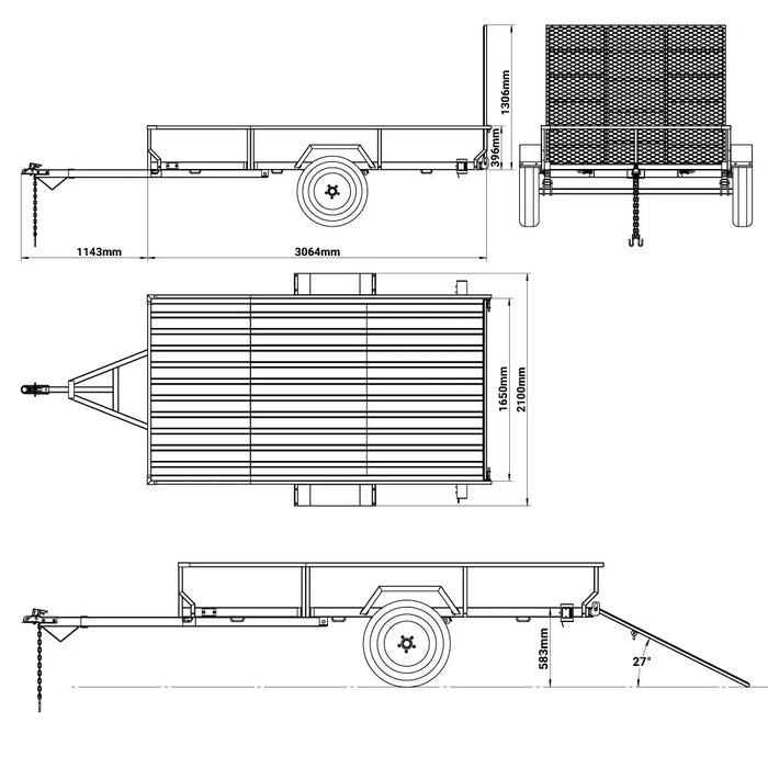 6’ x 10’ Single Axle Utility Trailer w/Ramp, 2500 Lb Payload Capacity, Robust Construction, Powder Coated, LED Lights, Spacious Interior, 2" Coupler, TMG-UT610 TMG Industrial