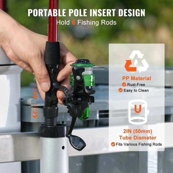 VEVOR Beach Fishing Cart, 500 lbs Load Capacity, Fish and Marine Cart with Four 13" Big Wheels PU Balloon Tires for Sand, Heavy-Duty Aluminum Pier Wagon Trolley with 6 Rod Holders for Fishing, Picnic, DOBA-MC500