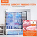 VEVOR Commercial Freezer 60.42 Cu.ft, Reach In 82.5" W Upright Freezer 3 Doors, Auto-Defrost Stainless Steel Reach-in Freezer with 12 Adjustable Shelves, -13 to 5°F Temp Control, 4 Wheels, DOBA-FZ60