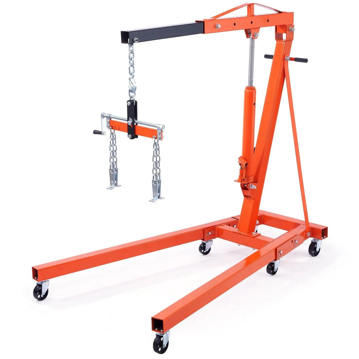 VEVOR Hydraulic Engine Hoist with Lever, 2 Ton/4400 LBS Heavy-duty Cherry Picker Shop Crane, Foldable Engine Crane and Engine Hoist leveler for Auto Repair, Motors, Weights Lifting, Loading, DOBA-HHL2