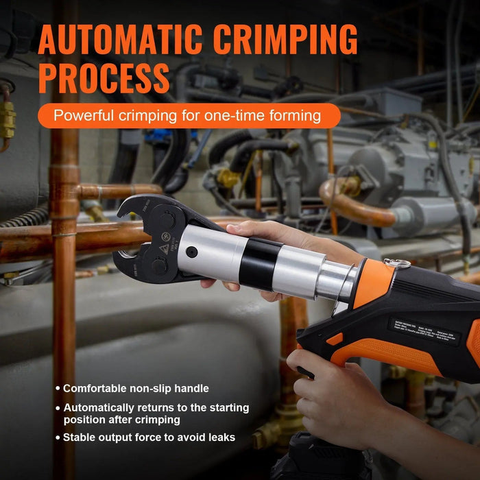 18V Electric Pro Press Tool, 1/2"–2" Pipe Capacity, 360° Rotating Crimper, Brushless Motor with 6 Jaws, DOBA-PT18