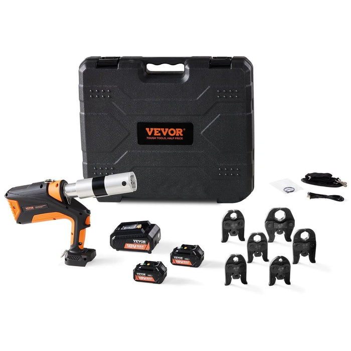 18V Electric Pro Press Tool, 1/2"–2" Pipe Capacity, 360° Rotating Crimper, Brushless Motor with 6 Jaws, DOBA-PT18
