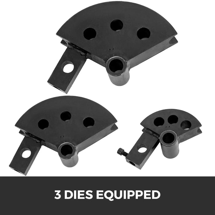 VEVOR Tube Bender Max Bending Degree 240°,Heavy Duty Metal Pipe and Tube Bender With 3 Dies, Tube Pedestal Bender 40 Up To 120 Degree, Metal Working Tools and Equipment Overall height 45", DOBA-TB120