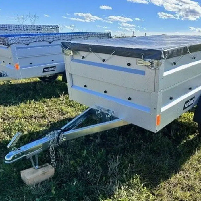 Variant 7’ Heavy Duty Utility Tilt Trailer with Extended Solid Sides & Tarp Cover, Removable Tailgate, 4.2’x7’ Tilt Bed, MFR #: S205Tilt, Made in Canada