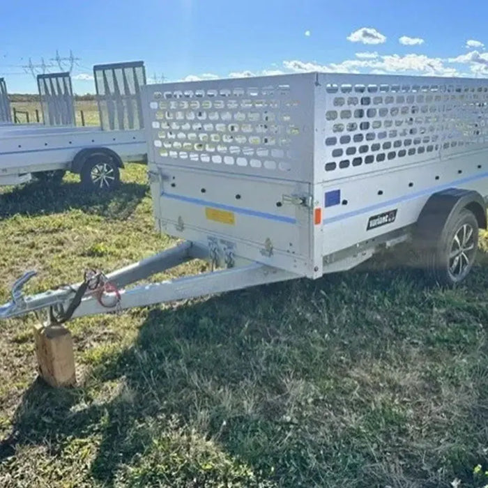 Variant 9’ Heavy Duty Utility Tilt Trailer with Ramp, 5’ x 9’ Inner Box, Mesh Side Extensions, MFR #: 754Tiltmesh, Made in Canada