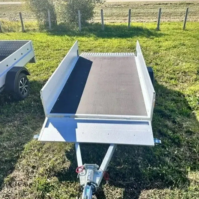 Variant 9’ Heavy Duty Utility Tilt Trailer with Ramp & Tarp Cover, 5’ x 9’ Inner Box, MFR #: 754TiltTarp, Made in Canada