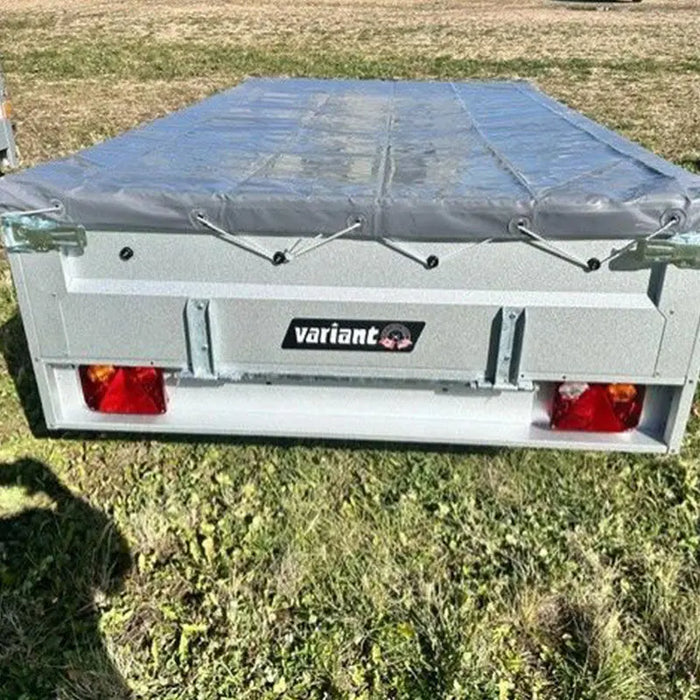 Variant 9’ Heavy Duty Utility Tilt Trailer with Ramp & Tarp Cover, 5’ x 9’ Inner Box, MFR #: 754TiltTarp, Made in Canada