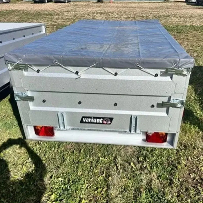 Variant 9’ Heavy Duty Utility Tilt Trailer with Ramp & Tarp Cover, 5’ x 9’ Inner Box, Solid Side Extensions, MFR #: 754Tiltsidetarp, Made in Canada