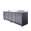 2.8m Workbench with Stainless Steel Benchtop and 18 Drawers, TMG-WB918