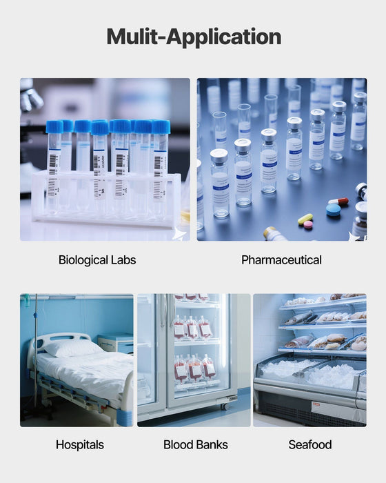 28L Ultra Low Temperature Lab Freezer, −40°F to −123°F Adjustable Temperature Range, Compact Stainless Steel Design, DOBA-LF28