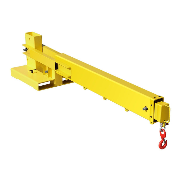 6000 lbs Adjustable Forklift Jib Boom Crane, Mobile Forklift Crane with 2 Hooks, Heavy-Duty Lifting Attachment, DOBA-FJ6000