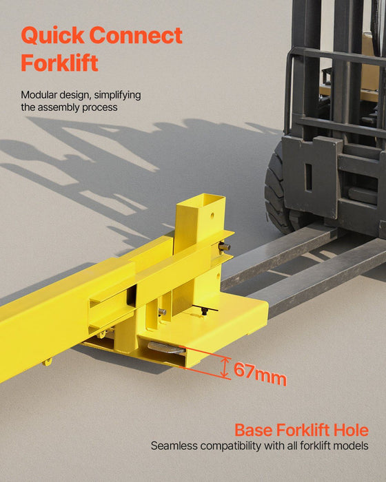 6000 lbs Adjustable Forklift Jib Boom Crane, Mobile Forklift Crane with 2 Hooks, Heavy-Duty Lifting Attachment, DOBA-FJ6000