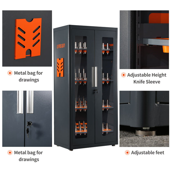 120 Piece Tool Holder Storage Cabinet, Designed for CNC worker, Lockable door, DOBA-THC120