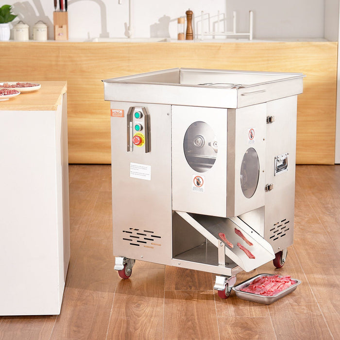 1100W Meat Cutter Machine, 1102 lb/h Capacity, 5 mm Stainless Steel Blades, Commercial Electric Meat Slicer, DOBA-MC1100
