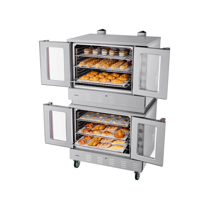 Double Deck Gas Convection Oven, 14 cu.ft Full-Size Capacity, 40,000 BTU x2 Burners, Dual Fan Modes for Bakery & Restaurant Use, DOBA-GO14
