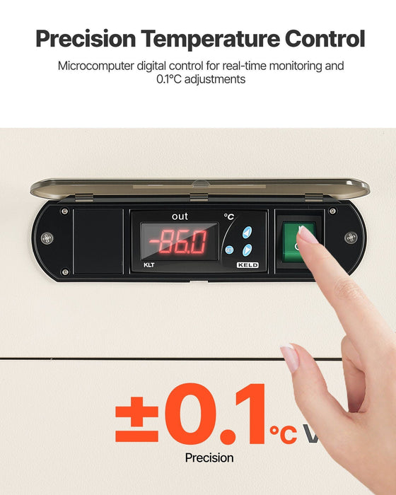 28L Ultra Low Temperature Lab Freezer, −40°F to −123°F Adjustable Temperature Range, Compact Stainless Steel Design, DOBA-LF28