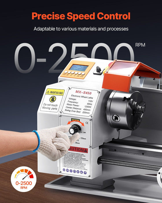 8.7" x 18" Metal Lathe Machine, 1250W Brushless Motor, 0–2500 RPM Variable Speed, Automatic Feed Bench Lathe, DOBA-ML8718