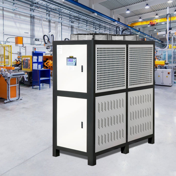 15 Ton Industrial Water Chiller, 15HP Air-Cooled System, Finned Condenser with Micro-Computer Control, Stainless Steel Water Tank, DOBA-WC15