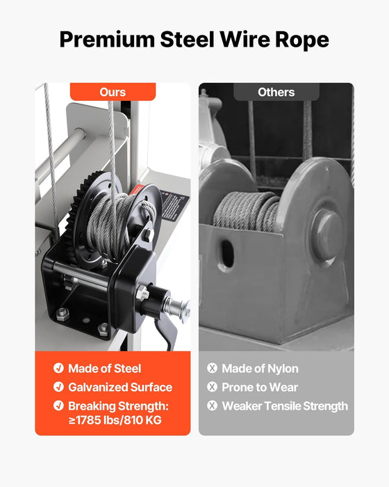 551 lbs Material Lift Winch Stacker, 70" Max Lift Height, Manual Pallet Truck Dolly with Wheels & Adjustable Forks, DOBA-WLT551