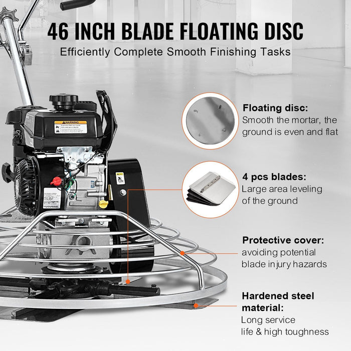 46" Walk-Behind Power Trowel, 14HP Gas-Powered Cement Finishing Machine with Float Pan Blade, DOBA-PT46