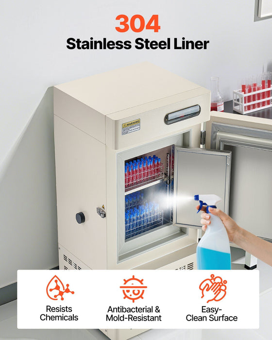 28L Ultra Low Temperature Lab Freezer, −40°F to −123°F Adjustable Temperature Range, Compact Stainless Steel Design, DOBA-LF28