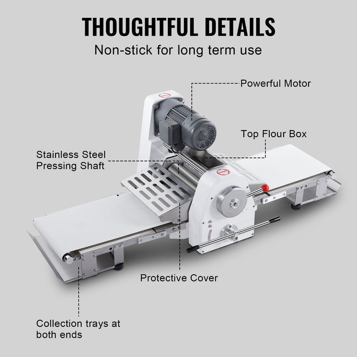 15.7" Commercial Electric Dough Sheeter, Dough Roller Pastry Press Machine for Bakeries & Restaurants, DOBA-DS157