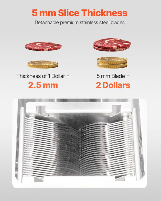 1100W Meat Cutter Machine, 1102 lb/h Capacity, 5 mm Stainless Steel Blades, Commercial Electric Meat Slicer, DOBA-MC1100