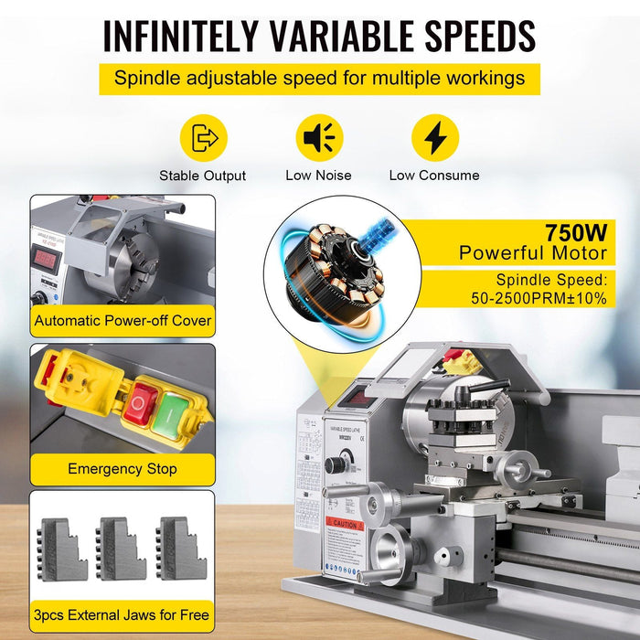 8.3" x 31.5" Metal Lathe, 2500 RPM Variable Speed, 850W Brushless Motor, Precision Mini Lathe for Metalworking, DOBA-ML8315