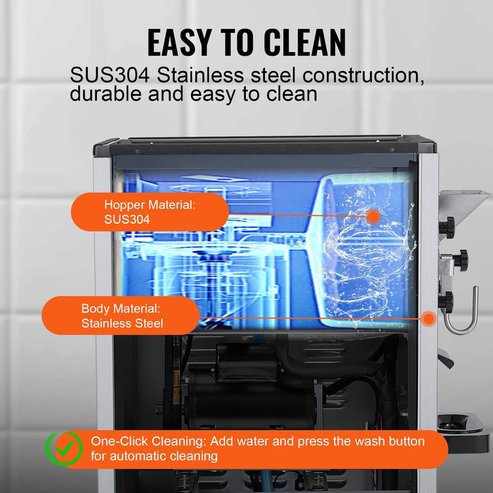 20–25L/H Commercial Ice Cream Machine, 2400W Hard Serve Maker, 8L Stainless Steel Cylinder with Adjustable Hardness & Auto Clean, DOBA-IC25