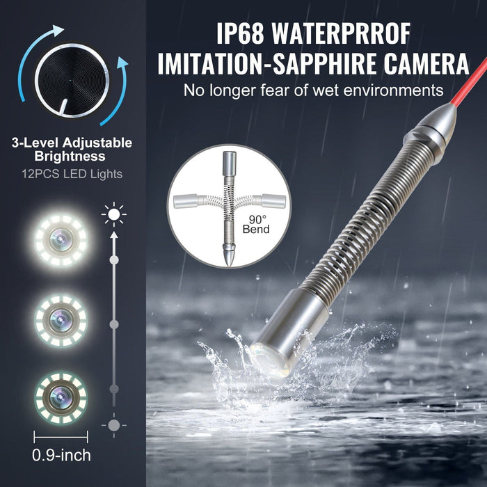 328 ft (100m) Sewer Camera, Self-Leveling Drain Inspection System, 10.1" Touchscreen Display, DOBA-SC100