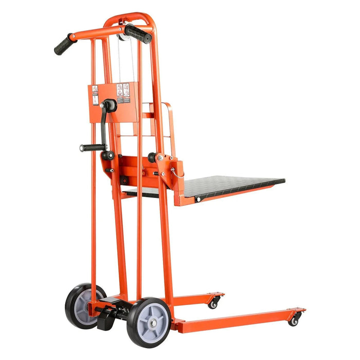330 lbs Material Lift Winch Stacker, Pallet Truck Dolly, 42.9 in Max Lift, DOBA-LWS330