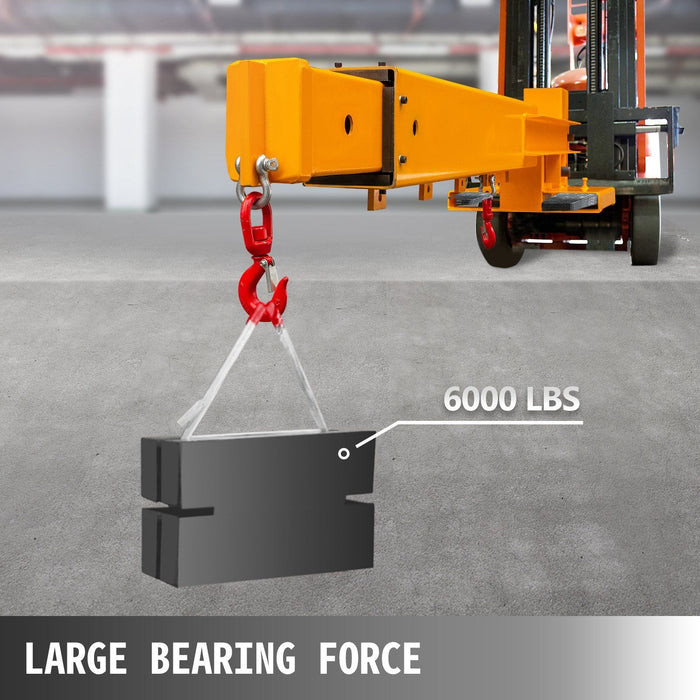 6000 lbs (3T) Forklift Mobile Crane, Truss Jib Boom with 2 Hooks, Heavy-Duty Forklift Lifting & Towing Attachment, DOBA-FC6000