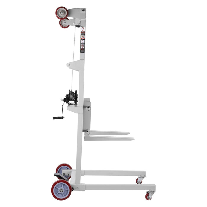 551 lbs Material Lift Winch Stacker, 70" Max Lift Height, Manual Pallet Truck Dolly with Wheels & Adjustable Forks, DOBA-WLT551