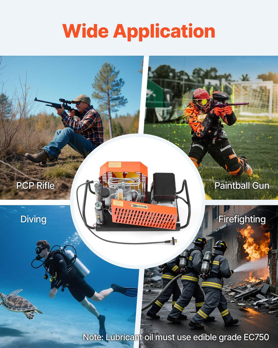 4500 PSI (30 MPa) PCP Air Compressor, 60 L/min Four-Cylinder, Auto Stop with Fan Cooling System, for Scuba Tanks & Paintball, DOBA-PCP4500