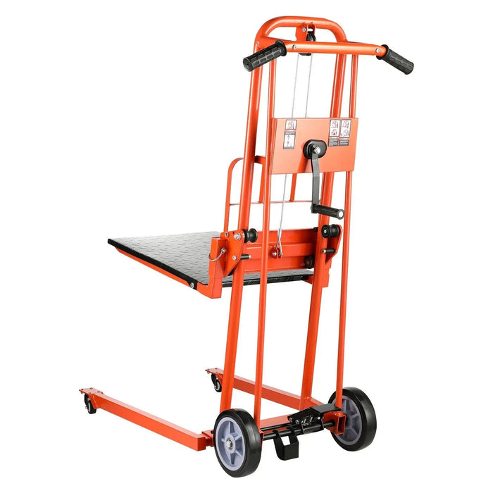 330 lbs Material Lift Winch Stacker, Pallet Truck Dolly, 42.9 in Max Lift, DOBA-LWS330