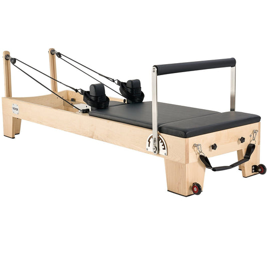 Wooden Pilates Reformer Machine, Dual Resistance Spring & Cord System, Includes Sitting Box, Supports Up to 400 lbs, DOBA-PR400