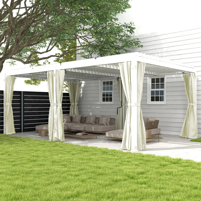 12' x 19' Aluminum Pergola, 2 Adjustable Louvred Roofs, Curtains & Nettings, UV-Fighting & Waterproof, DOBA-PC1219