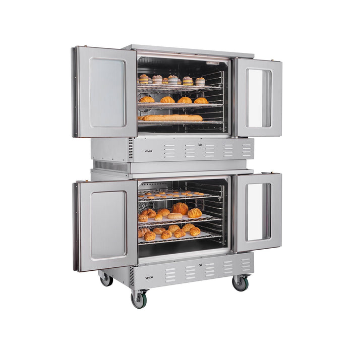 Double Deck Gas Convection Oven, 14 cu.ft Full-Size Capacity, 40,000 BTU x2 Burners, Dual Fan Modes for Bakery & Restaurant Use, DOBA-GO14