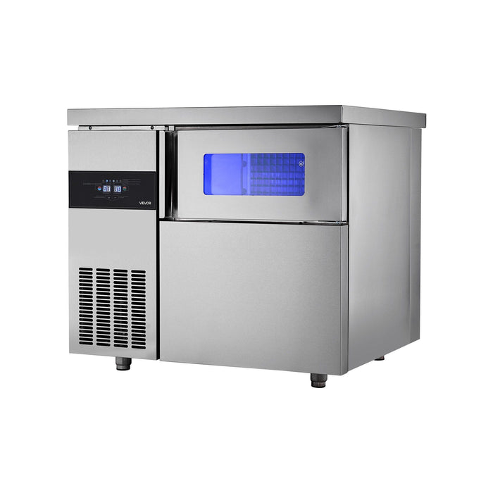 265 lbs/24H Commercial Ice Maker, Stainless Steel with Worktop, 66 lbs Storage & 126 Cubes per Cycle, Self-Cleaning Freestanding Design, DOBA-IM265