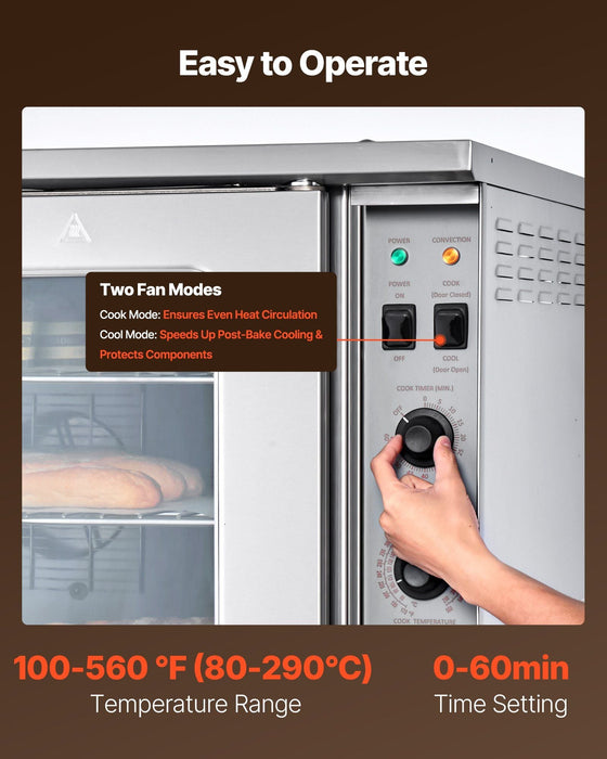 Double Deck Gas Convection Oven, 14 cu.ft Full-Size Capacity, 40,000 BTU x2 Burners, Dual Fan Modes for Bakery & Restaurant Use, DOBA-GO14