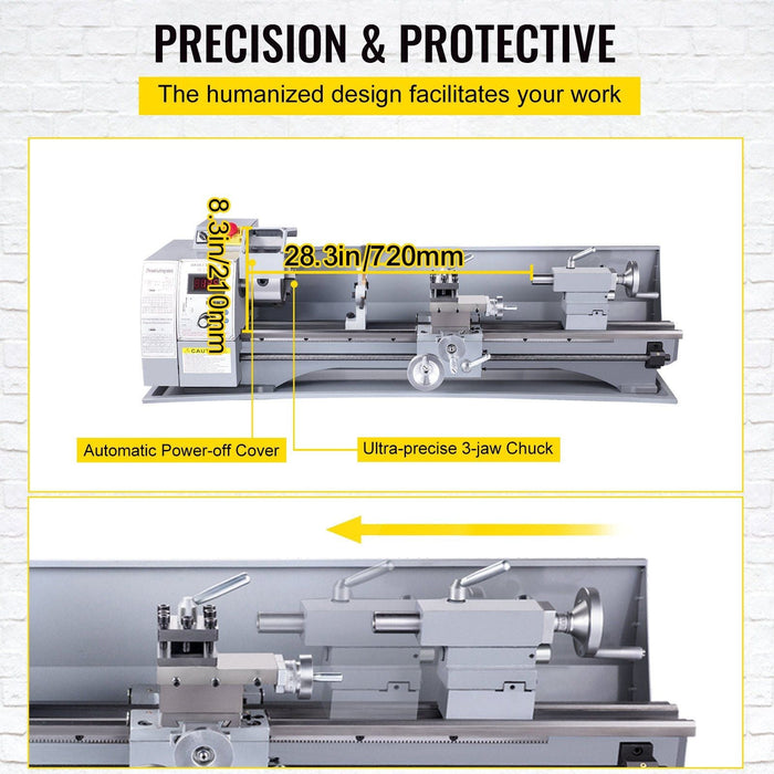 8.3" x 31.5" Metal Lathe, 2500 RPM Variable Speed, 850W Brushless Motor, Precision Mini Lathe for Metalworking, DOBA-ML8315