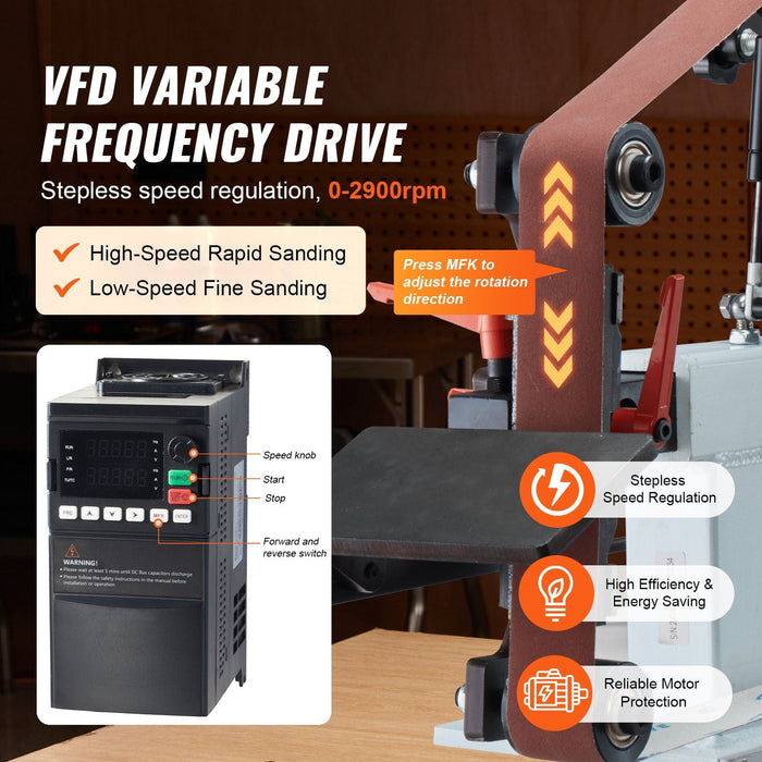 72" x 2" Belt Grinder Sander, 1500W (2HP) Variable Speed with VFD, Includes 3 Grinding Moulds & 3 Sanding Belts for Metalworking & Knife Making, DOBA-BG722
