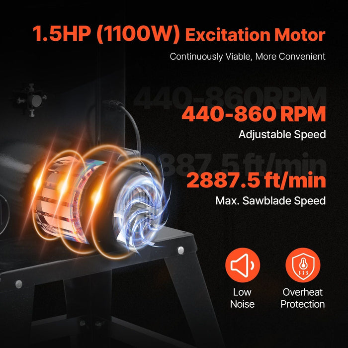13.39" Woodworking Bandsaw, 1100W (1.5 HP) Benchtop Saw, 440–846 RPM Variable Speed, Precision Cutting for Woodworking, DOBA-BS1339