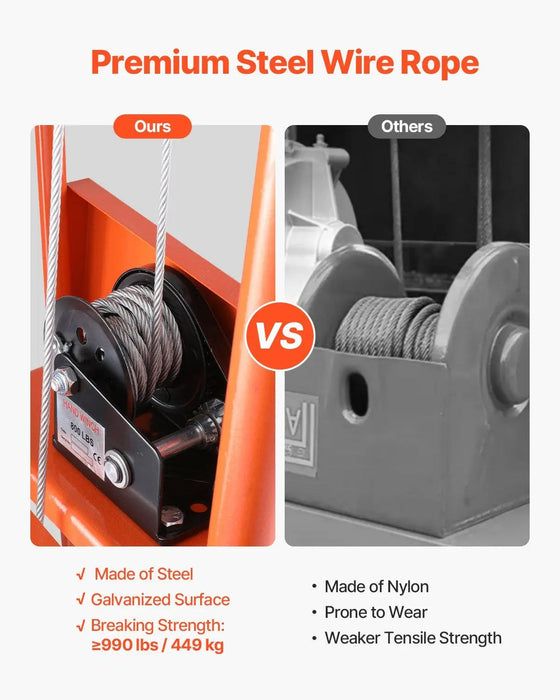 330 lbs Material Lift Winch Stacker, Pallet Truck Dolly, 42.9 in Max Lift, DOBA-LWS330